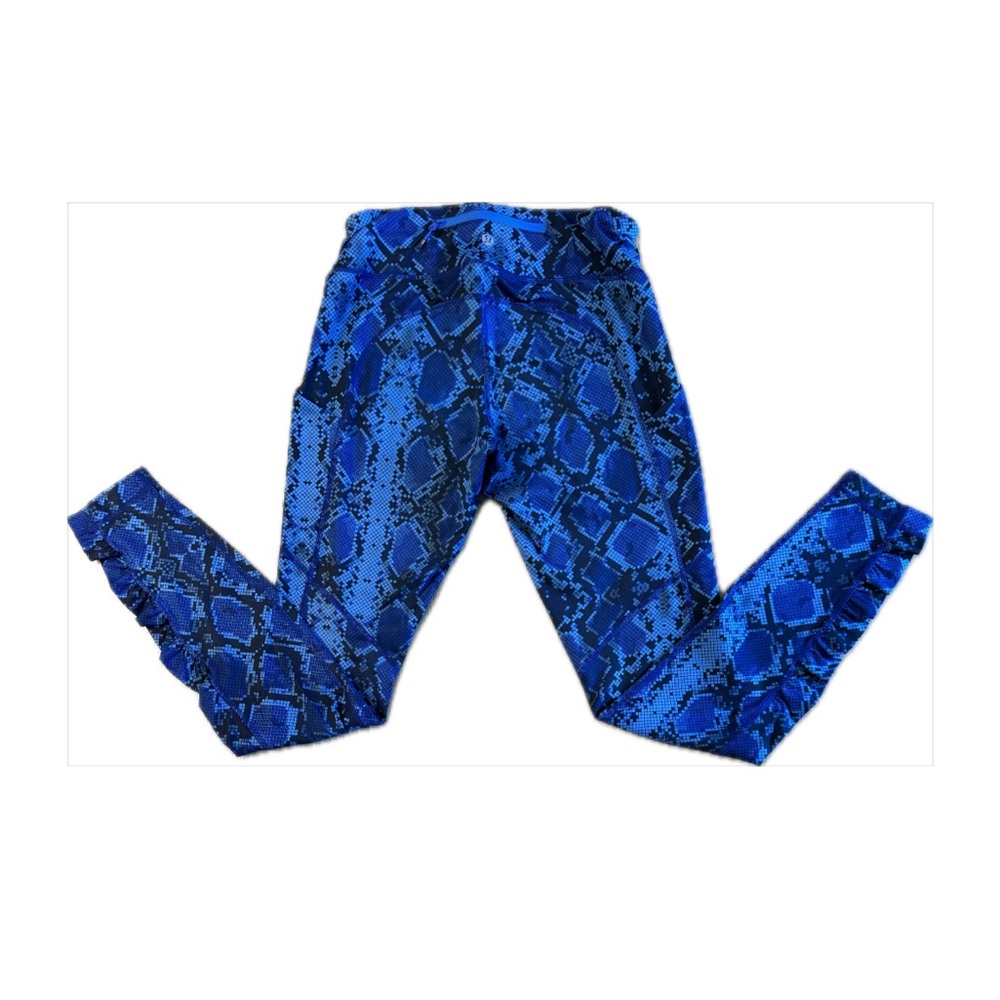 ❤️ Lululemon Blue drawstring leggings w/gathered bottoms